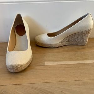 Seville espadrille wedges in metallic gold